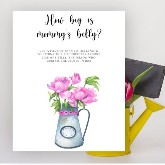 フラワーベイビーシャワー ママのお腹はどれくらい？ゲーム ポスター