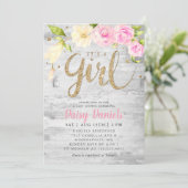 フラワーベイビーシャワー | 女の子です 招待状 (スタンド正面)