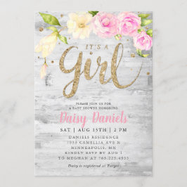 フラワーベイビーシャワー | 女の子です 招待状