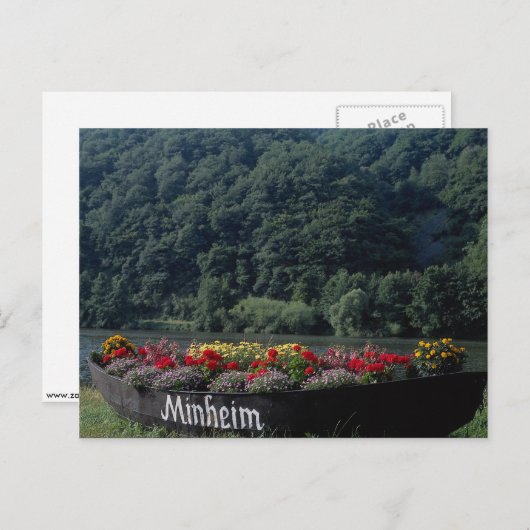 フラワーベッドとして使用される未使用のボート，ドイツ，マンハイム ポストカード (正面/裏面)