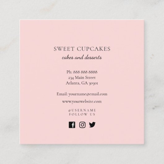 フラワーベーカリー付きケーキミキサー スクエア名刺 (裏面)