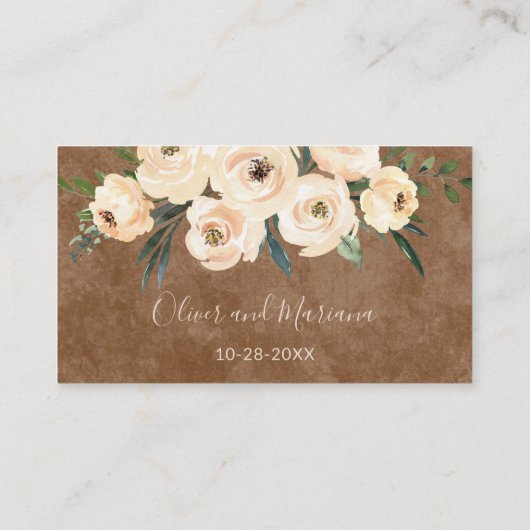 フラワーベージュブラウンブライダルサイト エンクロージャーカード (裏面)
