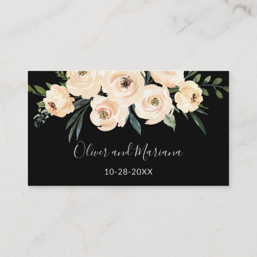 フラワーベージュ ブラッシュ ブラック ウェディング ウェブサイト エンクロージャーカード (裏面)