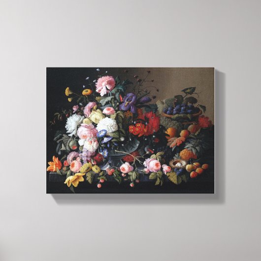 フラワーベース アート ビンテージ 花 キャンバスプリント (正面)