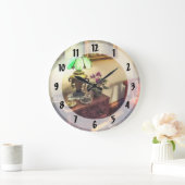 フラワーペタルランプ付きコージーパーラー ラージ壁時計 (ホーム)