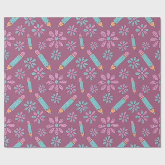 フラワーペンシル校：シームレスラッピング紙 ラッピングペーパー (フラット)