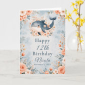 フラワーホエール 誕生日 カード (黄色い花)