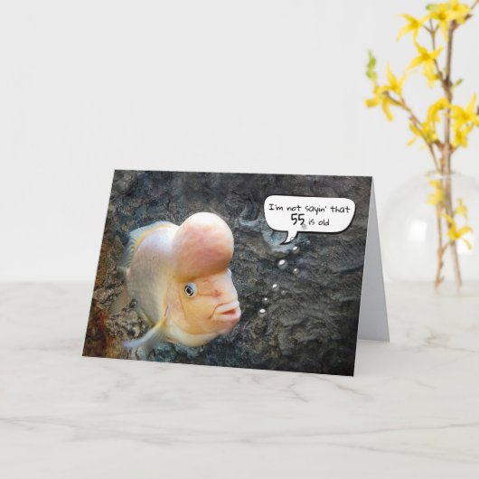 フラワーホルンフィッシュ55誕生日ユーモア カード (黄色い花)