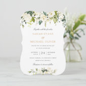 フラワーホワイトロマンチックグリー ネレジィエレガントウェディング 招待状 (スタンド正面)