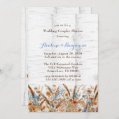 フラワーホワイト樺の木ツリー結婚ズカップルシャワー 招待状 (正面/裏面)