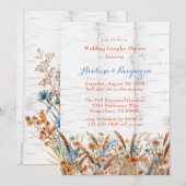 フラワーホワイト樺の木ツリー結婚ズカップルシャワー 招待状 (正面/裏面)