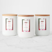 フラワーホワイト製品ラベル 緑とピンクのグリッター フードラベル (ボトル)