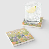 フラワーホームデコールウィズトラベル引用文 ストーンコースター (横)