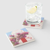 フラワーホームデコールウィズトラベル引用文 ストーンコースター (横)
