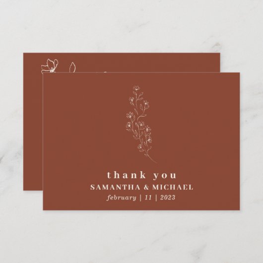 フラワーボヘミアンテラコッタインディーズウェディング御礼 招待状 (正面/裏面)