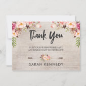 フラワーボヘミアンナチュラル ベビーシャワー感謝カード 招待状 (正面)