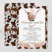 フラワーボヘミアンハイランド牛プリントベイビーシャワー 招待状 (正面/裏面)