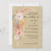 フラワーボヘミアンパンパスグラス水彩 招待状 (正面)