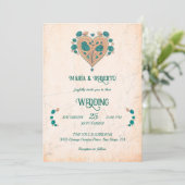 フラワーボヘミアンヴィンテージハートメキシカンウェディング 招待状 (スタンド正面)