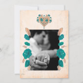 フラワーボヘミアンヴィンテージハートメキシカンウェディング 招待状 (裏面)