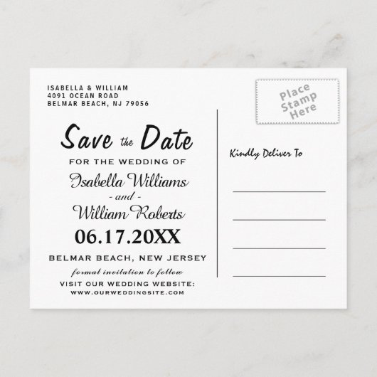 フラワーボホサマー ビーチウェディング Save the Date 案内ポストカード (裏面)