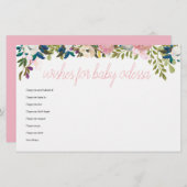 フラワーボホチックベイビーシャワーゲーム 赤ちゃんへの願い (正面/裏面)