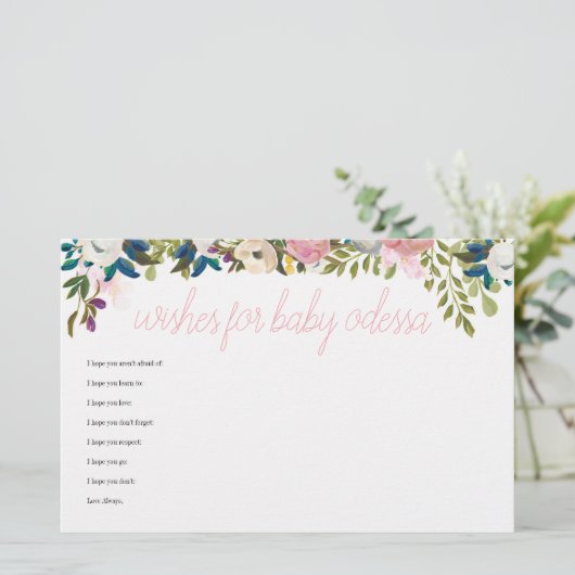 フラワーボホチックベイビーシャワーゲーム 赤ちゃんへの願い (スタンド正面)