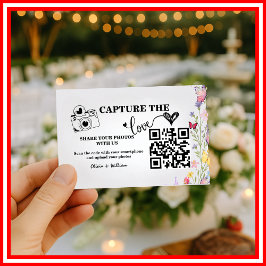 フラワーボホワイルドフラワーQRコード結婚式RSVP エンクロージャーカード