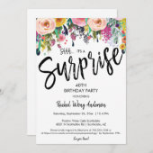 フラワーボホーサプライズ誕生日引退パーティー 招待状 (正面/裏面)