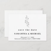 フラワーボー澄んホインディ日付を保存結婚する 招待状 (正面/裏面)