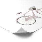 フラワーポスター付き水色ヴィンテージピンクバイク ポスター (角)