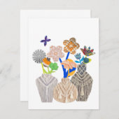 フラワーポットクロシェのマクラメカード サンキューカード (正面/裏面)