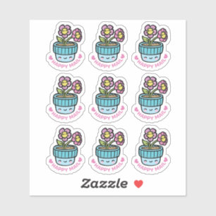 フラワーポットハッピーメールカスタムカットビニールシール シール