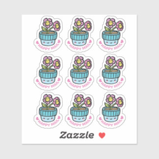 フラワーポットハッピーメールカスタムカットビニールシール シール