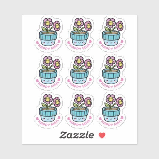 フラワーポットハッピーメールカスタムカットビニールシール シール (シート)