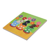 フラワーポットラブラドールパピーズ タイル (側面)