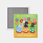 フラワーポットラブラドールパピーズ マグネット (正面/裏面)