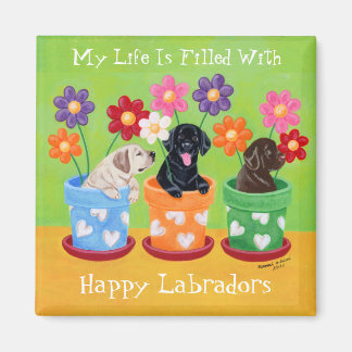 フラワーポットラブラドールパピーズ マグネット