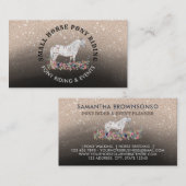 フラワーポニー乗馬トレーナー馬 黒 名刺 (正面/裏面)