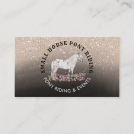 フラワーポニー乗馬トレーナー馬 黒 名刺