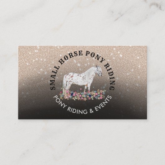 フラワーポニー乗馬トレーナー馬 黒 名刺 (正面)