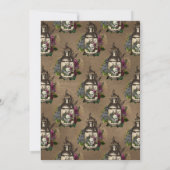 フラワーポーション瓶とレースゴシックウェディングシャワー 招待状 (裏面)