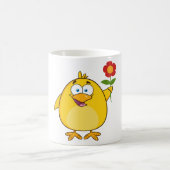 フラワーマグを持つ鶏 コーヒーマグカップ (中央)