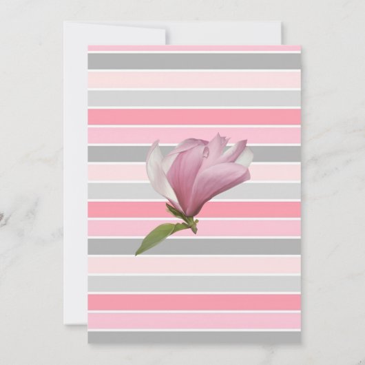 フラワーマグノリアストライプブライダルシャワー 招待状 (裏面)