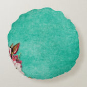 フラワーマグノリア紙ヴィンテージオールド ラウンドクッション (裏面)