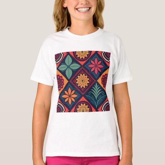 フラワーマジックパターン Tシャツ (正面)