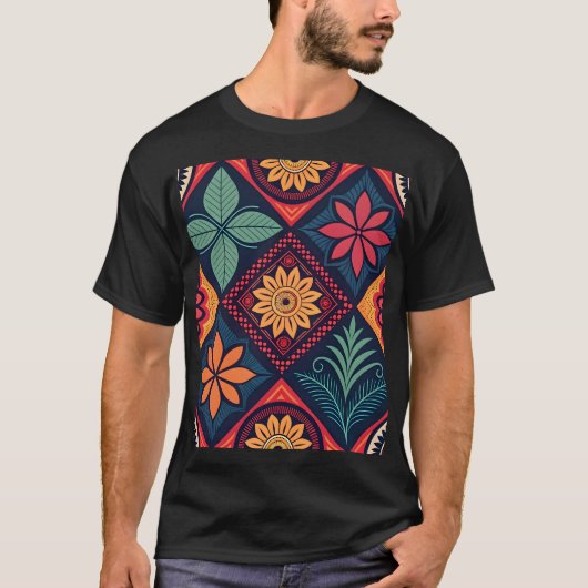フラワーマジックパターン Tシャツ (正面)
