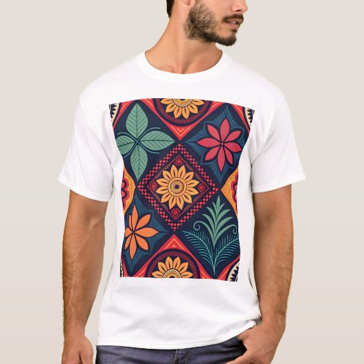 フラワーマジックパターン Tシャツ (正面)