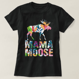 フラワーママムースアニマルラバーデザイン Tシャツ