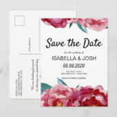 フラワーマルサラ バーガンディー ピオニー Save the Date 案内ポストカード (正面/裏面)